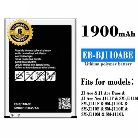 Image of EB-BJ110ABE Battery for Samsung Galaxy J1 J Ace J110 J110FM J110F J110H J110F i9192 i9195 i9190 i9198 Battery with 6 Month Warranty**** (MAR68)