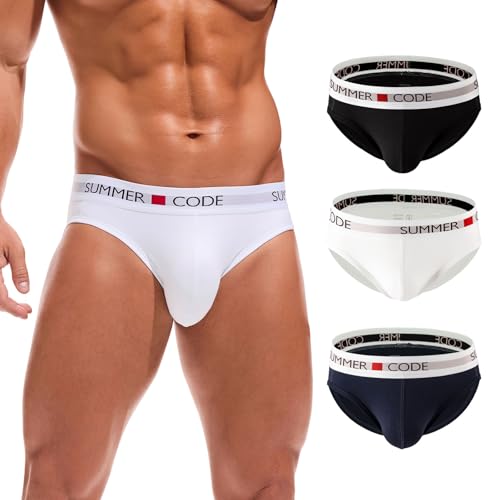 Summer Code Mens Classic Premium Briefs Pack Cotton Bulge Pouch Underwear Breathable Low Rise Underpants for Men