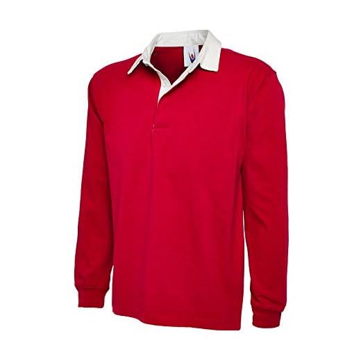 Uneek Clothing-Mens-Premium Rugby Shirt-330 gsm-Red-XL