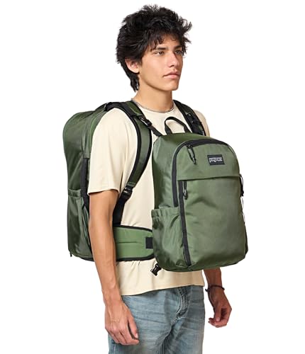 JanSport Venture Pack System – Travel Pack With Large Main Compartment, 4 Water Bottle Pockets, Adjustable Torso Length, Perimeter Wireframe Suspension, Tuck-Away Straps, Padded Hip Belt, Cargo Green3