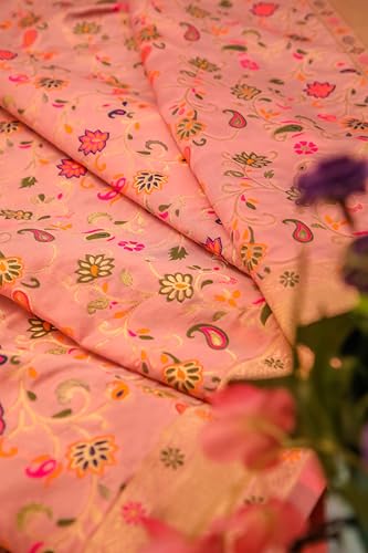 DEVANGI Women's Woven Banarasi Kashmiri Silk Jacquard Dupatta/Chunni with Meena Work, Width 1 Meter, Length 2.5 Meter (OM-DT-21-MAIN-F)