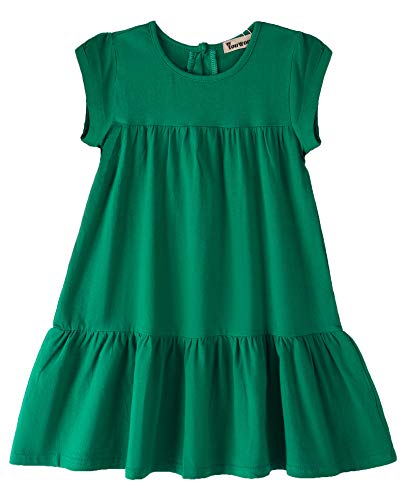 Image of Youwon Girls Dress Long Short Sleeve Solid Color Tunic A-Line Tiered Swing Dress 2-6 7-16
