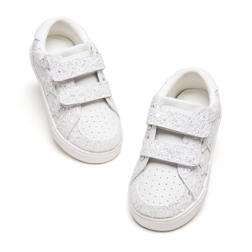 Tenis para niñas sin cordones GINFIVE: calzado fácil de poner con purpurina brillante