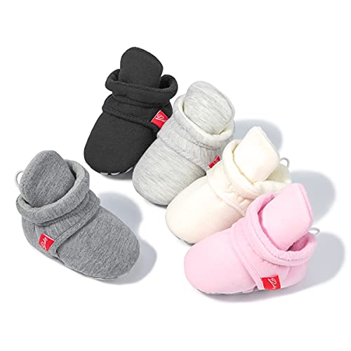 Babelvit Newborn Baby Boy Girl Soft Fleece Booties Stay On Infant Slippers Socks Shoe Non Skid Gripper Toddler First Walkers Winter Ankle Crib Shoes #TOP1