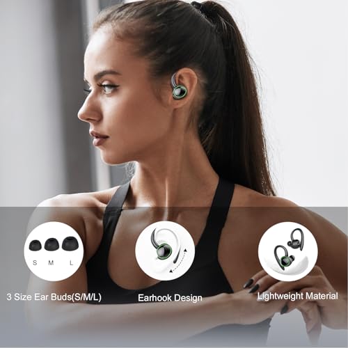 undefined Wireless Earbuds, Bluetooth 5.4 Headphones Sport, Over Ear Buds With ENC Noise Cancelling Mic, 48H, Wireless Earphone With Earhooks, Stereo Deep Bass, IP7 Waterproof Headset for Workout Running, Black の商品画像 5