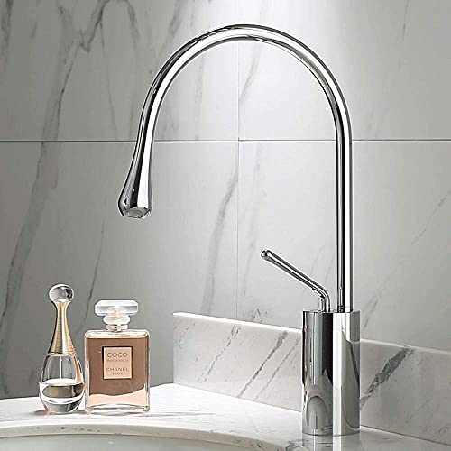 Mitigeur d'évier de cuisine en laiton chromé blanc 48cm à double levier