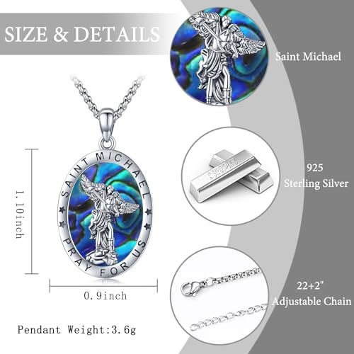 Sterling Silver Patron Saint Necklace for Men and Women, St Michael St Christopher St Benedict Jesus Cross Archangel Pendant Catholic Medals Amulet2