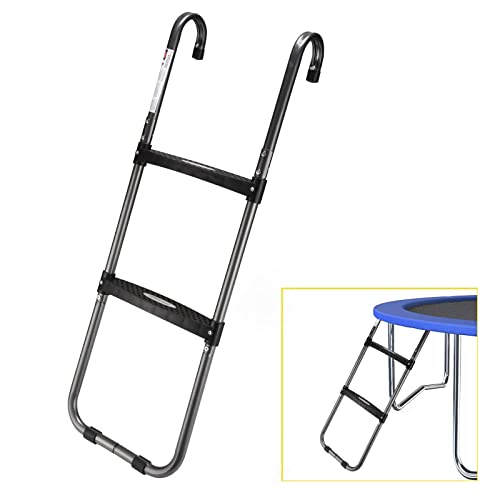 HBTower Trampoline Ladder, 2 Step Universal Trampoline Step for Kids, UV Treated Steel Trampoline Ladder Accessory for All Weather Exposure, 220 LBS Capacity,Black