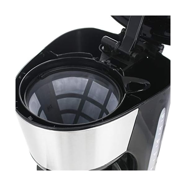 Emerio CME-122933, Filter Kaffeemaschine, 1.25l für bis zu 10 Tassen frischen Kaffee, herausnehmbarer Permanent-Filter, Anti-Tropf-Funktion, Kaffeekanne aus Glas, Auto-Off, 1000 Watt, schwarz/silber – Bild 5