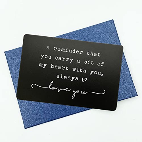 Wallet Insert, Engraved Gift For Him, Valentine’s Day Gift, Birthday Gift, Hubby Gift, Engraved Wallet Insert Card, Reminder You Carry My Heart, Fiance Gift, Husband, Wife, Boyfriend (Black)3