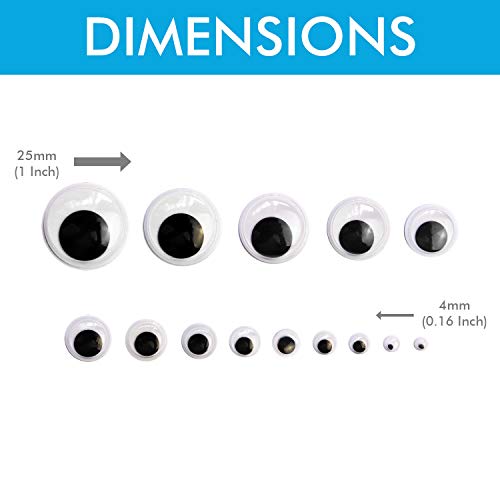 1221 Pieces Wiggle Googly Eyes Self Adhesive Wiggle Eyes (Assorted Sizes) For Diy Crafts Scrapbooking (Classic) #TOP2
