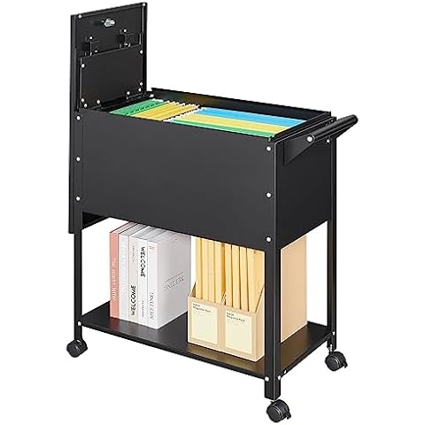 NODHM Metal Mobile File Cabinet, Rolling File Cart File Box with Sliding Cover and Wheels, Rolling Filing Cabinet Locking Tool Storage Cabinets for Home Classroom Office Cover