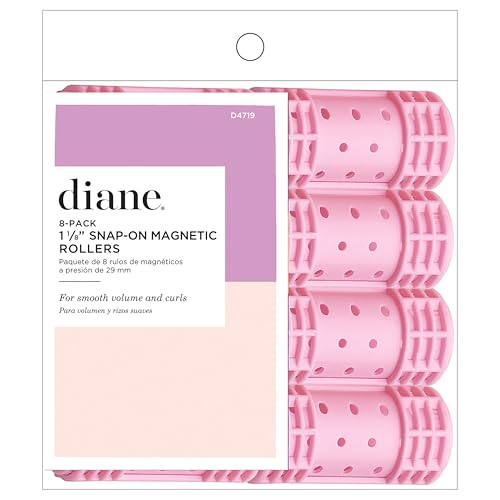 Diane Snap-On Magnetic Rollers Pack of 8 Hair Curlers for Women and Girls, Small, Diameter, Pink, D4719, 8 Count (Pack of 1)