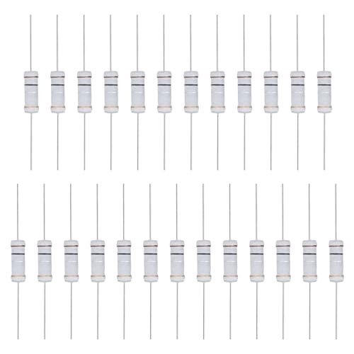 sourcing map 25 Pcs 0.1R Ohm Resistor, 3 Watts 5% Tolerance Metal Oxide Film Resistor Axial Lead, Flame Proof for DIY Electronic Projects Circuits Experiments