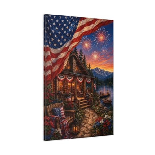 Impression sur toile chalet rustique de qualité supérieure 60x90