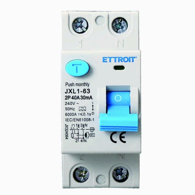 Interruttore Differenziale Puro 2P 40A 30mA 220V 6kA – Classe A, 2 Moduli DIN, Per Quadri Elettrici Civili E Industriali, 5 Anni Garanzia