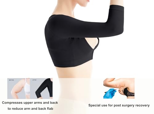 KSKshape Damen Arm Former Oberarme Schlanker Shaper Figurformende Shapewear Ärmel Post Chirurgisch Kompression Körperhaltung Buckel Korrektor Top (Schwarz, M)