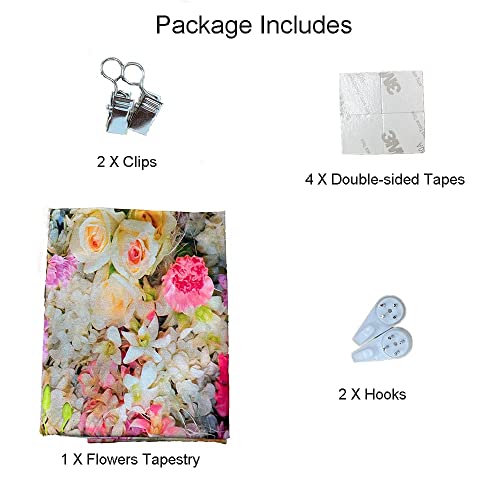 Coucou Colorful Flowers Tapestry For Bedroom Teen Girl Floral Plants Tapestry Pink Wall Backdrop Pink Yellow Purple Rose Flower Tapestry Wall Hanging For Living Room Bedroom Dorm Home Decor (59 X 51 Inches (150 X 130 Cm), Flowers) #TOP6