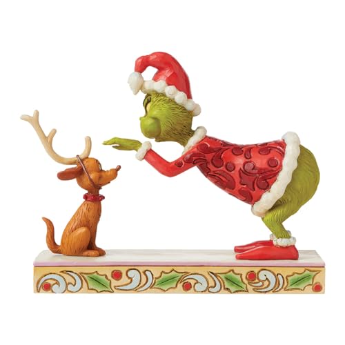 Enesco Dr. Seuss Grinch by Jim Shore Santa Grinch Petting Reindeer Max Figurine, Grinchmas Stone Resin Hand Crafted Collectible Christmas Figurines Home Decor Sculpture Statue, 5.5 Inch, Multicolor - Image 4