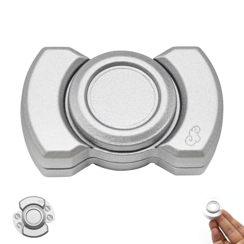 3-in-1 Magnetic Fidget Toy for Adults, Compact Stress Relief Spinner with Silent Clicker & Smooth Slider, Zinc Alloy Metal Pocket-Sized Stress Reduction Tool (Silver) ﻿