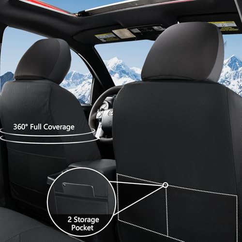 Image of Truckiipa Custom for 4th Gen Tacoma Seat Covers Front Pair, Waterproof Leather Seat Cushion Covers Fit for 2024 2025 2026 Toyota Tacoma Double Crew Cab, Front Pair, Black&Blue