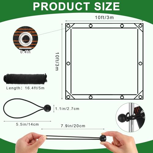 Windyun 2 Pack Heavy Duty Clear Tarps with Reinforced Edge Plastic Tarp Waterproof Plastic Cover Greenhouse Patio with Elastic Rope and Nylon Rope for Garden Furniture (10 x 10 ft) by Windyun - Image 2
