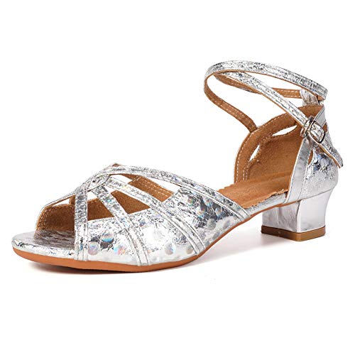 Girls Ballroom Latin Dance Shoes Glitter Party Salsa Tango Sandles，Model TX53-4
