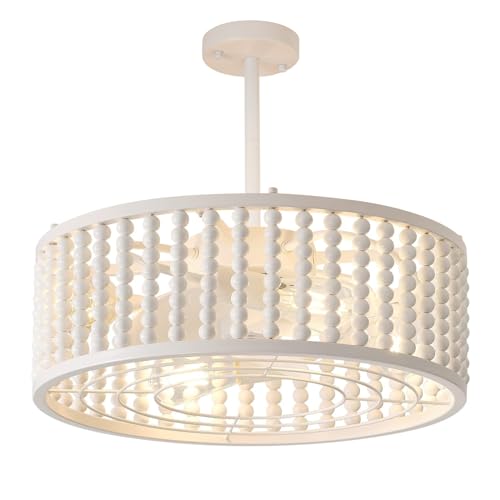 Liokoc Ceiling Fans with Lights and Remote and Downrod, Caged