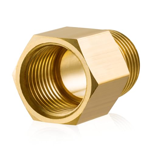 Image of Gsinodrs 2PCS Brass Pipe Fitting, 1 /4 inch Female x 1 /4 inch Male NPT Thread Brass Hex, Adaptor 1200psi High Pressure