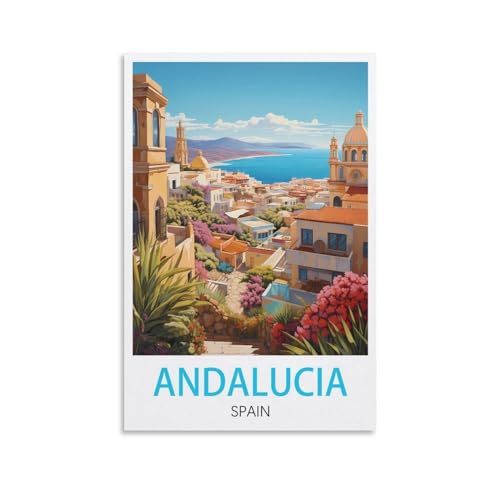 LICHNWW Poster de voyage vintage Andalousie Espagne - 20 x 30 cm - Décoration murale pour salon, chambre à coucher, dortoir, maison, bureau