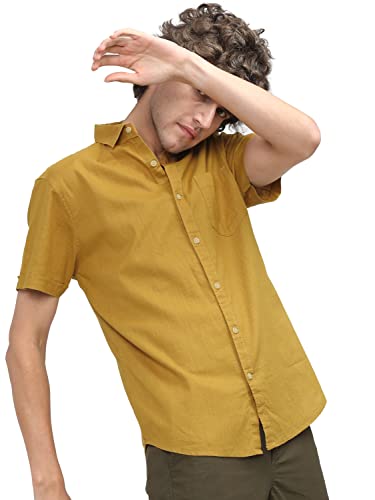 Image of Ketch Men's Cotton Slim Fit Solid Half Sleeve Shirt