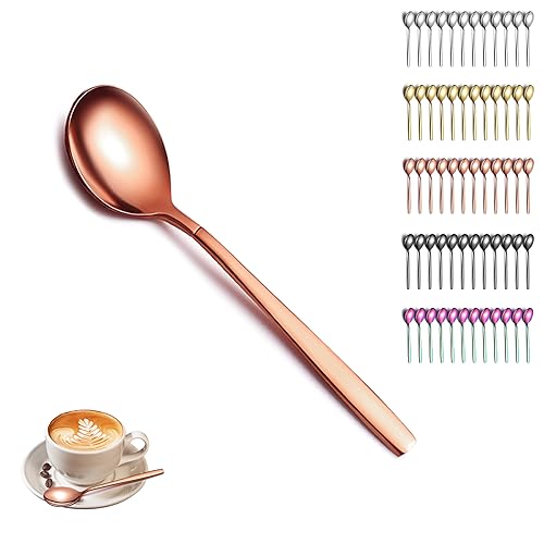 Berglander Teelöffel aus Roségold 12er-Set, titanverkupferte Edelstahl-Kaffeelöffel, kleiner Dessertlöffel, Ideal für Zuhause, Restaurant, Hotel, Hochzeit, Party, spülmaschinenfest