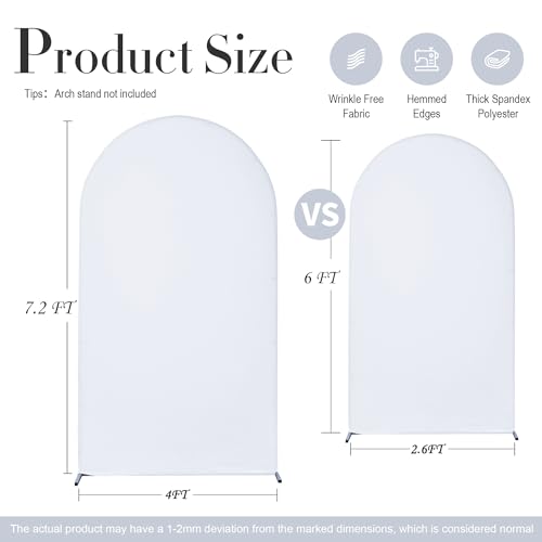 Image of White Arch Backdrop Cover Set of 2 (7.2ft & 6ft), Chiara Arch Cover Wrinkle-Free Spandex Arch Cover for Wedding Birthday Party Baby Shower Bridal Shower Ceremony Banquet Fabric Backdrop (No Stand)