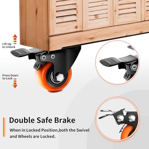 Caster Wheels- 2 Inch Casters Set of 4 Heavy Duty, TAYLOON Locking Industrial Casters with No Noise Polyurethane Wheels, Swivel Plate Casters for Furniture and Workbench - Set of 4 (Free Screws)… - Thumbnail 5