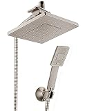 BRIGHT SHOWERS Rain Shower Head with Handheld Spray 5 ft. Shower Hose Combo Includes Wall Mount...