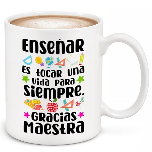 FluffStyle Regalos Para Maestras Agradecimiento. Teacher Gifts In Spanish, Dia Del Maestro En Español Coffee Cup. Regalo Para Maestra De Agradecimiento (white, 11oz)