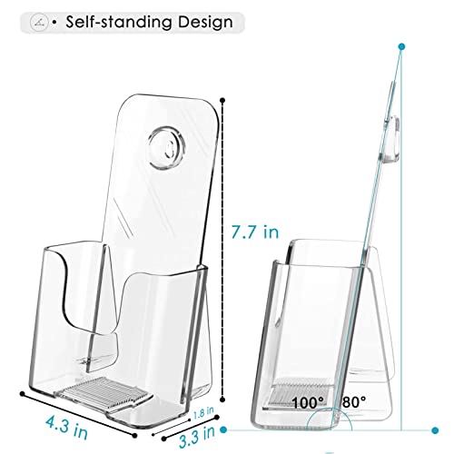 Maxgear 6 Pack Acrylic Brochure Holder, Trifold 4 Inches Wide Pamphlet Holder Plastic Brochure Holder Wall Mount Clear Countertop Organizer Literature Holders Flyer Holder Plastic Display Stand #TOP1