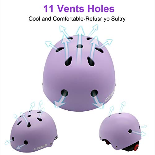 CELOID Kids Bike Helmet,Toddler Skateboard Helmets for Ages Over 5 Years Old Boys Girls，Adjustable Multi-Sport Bicycle Skateboarding Roller Skating Scooter Rollerblade Balance Bike Helmet,Violet - Thumbnail 4
