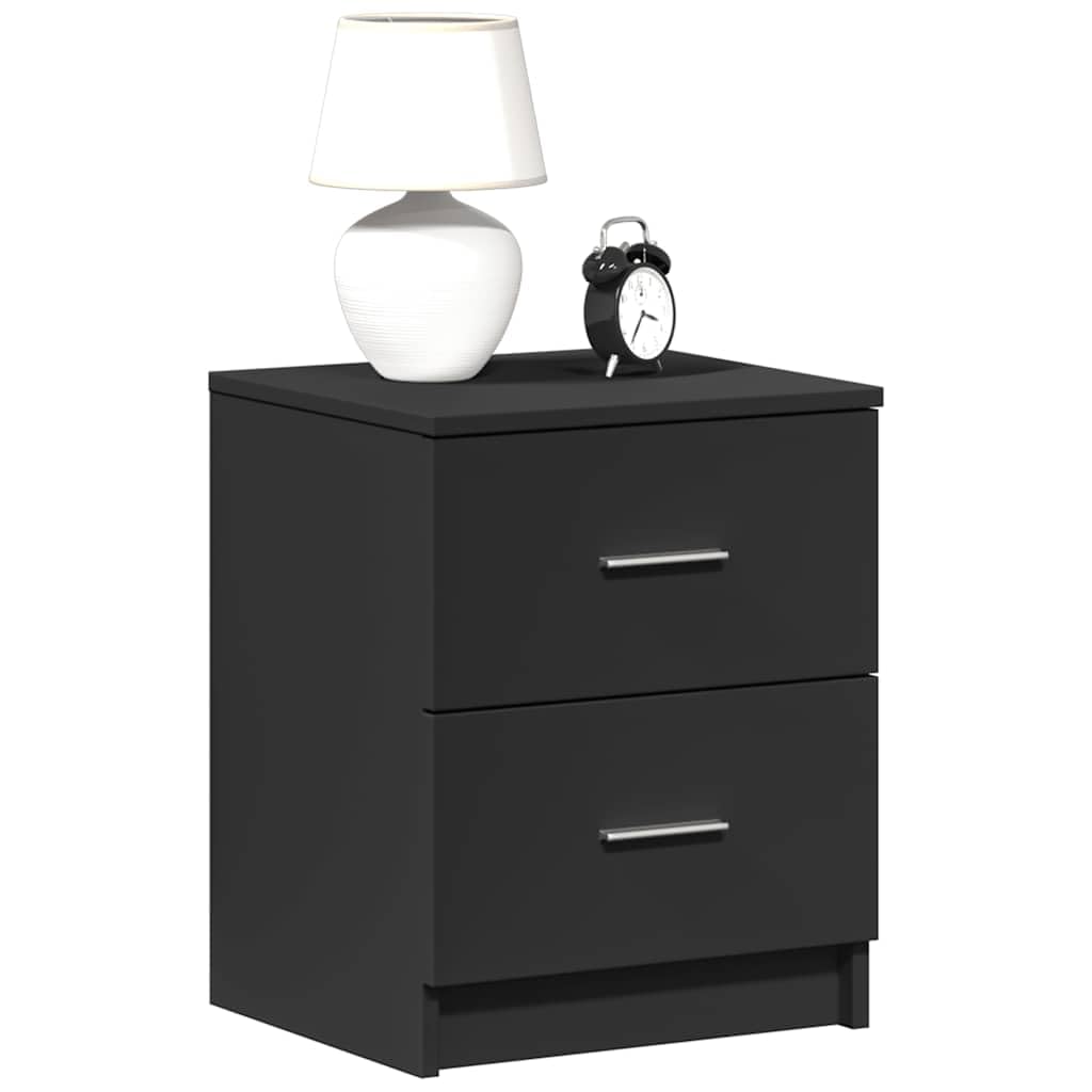 Lot de 2 tables de chevet avec 2 tiroirs - Noir - 40 x 36 x 50 cm