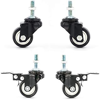 4 x Castor Wheels by FPM Direct Heavy Duty 200Kg Load Rating 40mm PU Rubber Swivel Castors with Brakes in Black, M8 Thread Fixing Nuts Included Trunk Trolley Furniture Cabinet Caster