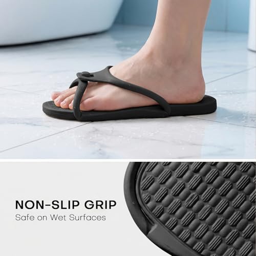 VEATNIE Flip Flops for Women Men Foldable Travel Slippers Lightweight Shower Shoes Non-Slip Quick-Dry Bathroom Camp Water Sandals FOLD1689-black-37 — view 4