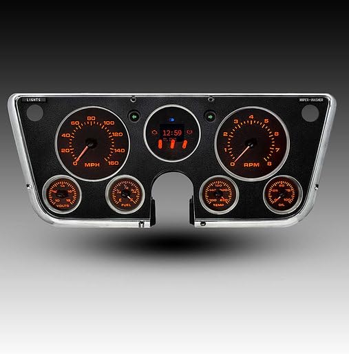 1967-1972 Chevy C10 K10 Pickup Truck Analog Gauge Panel Kit - Aurora Edition 6-Gauge Instrument Cluster Dash Upgrade - Custom Electronic Speedometer Tachometer Fuel Oil Temp Volt