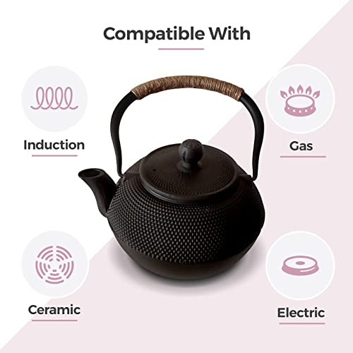 Elegant Large Classic Chinese Cast Iron Teapot with Stainless Steel Infuser (1200ml/5 Cups) - Image 6