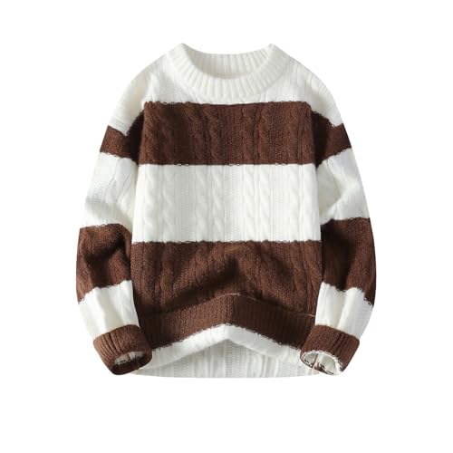 Chunky Sweater Men's Long Sleeve Knitted Fashion Sweaters Autumn Striped Sweater Classic