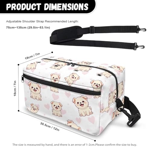 Image of Drnuikhe Cute Puppy Print Crochet Bag Kitting Bag for Yarn Storage Crochet Bag Knitting Bag Yarn Storage with Shoulder Strap for Crochet Hooks Skein