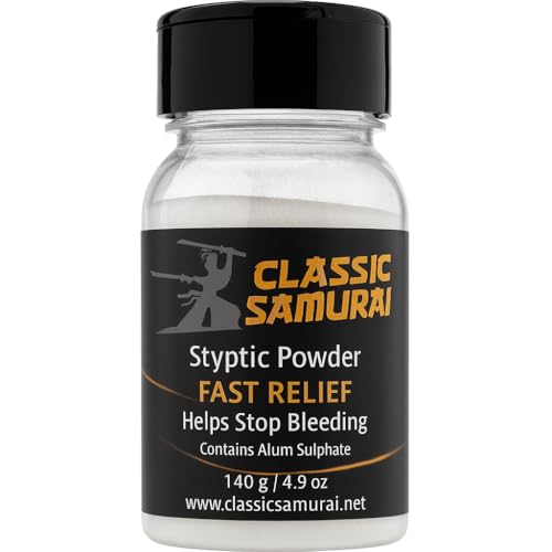 Classic Samurai Styptic Powder Jars for Shaving Nicks, Razor Cuts, Canker Sore, 4.9 oz,