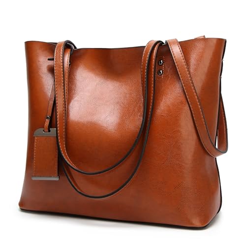 Sac seau en cuir ciré tout usage et grand cabas de shopping