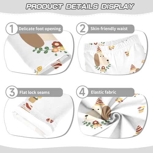 Dog and Hat Girls Leggings,Workout Leggings for Girls Toddler Athletic Legging Size for 3-10T3