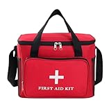 救急バッグ 大容量収納 調整可能 防水耐久性 携帯便利 災害対策 アウトドア 学校 旅行 家庭用 薬箱 薬ボックス 薬入れ 応急処置 ハンドル付き 救急用品入れ 大容量 (レッド)