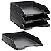 Stockroom Plus Letter Tray - Stackable Desk Organizer Trays - Desktop File Organizer - Mail & Document Storage - Pack of 4, Black, 10 x 13.5 x 2.5 in